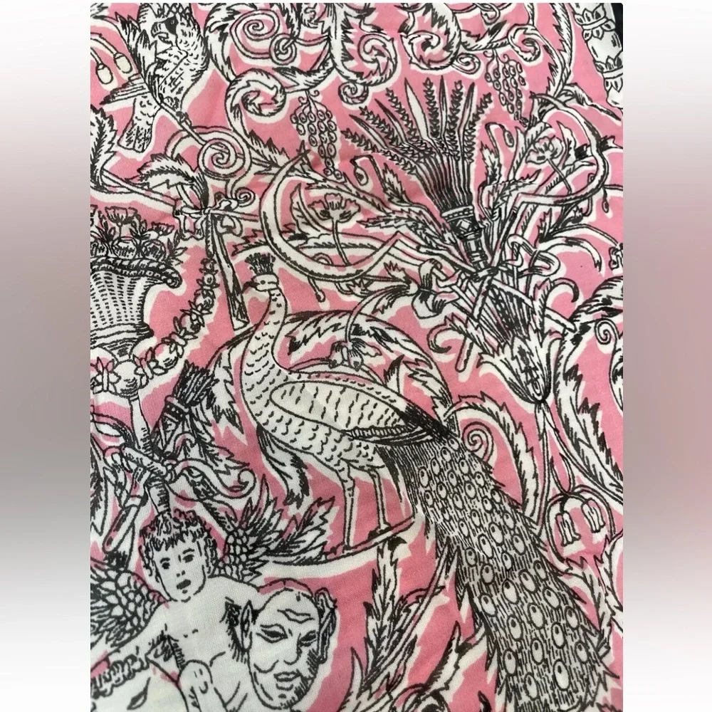 VINTAGE BABE CREATION Woman's Neck‎ Scarf Head Wrap Pink Black cherubs angels